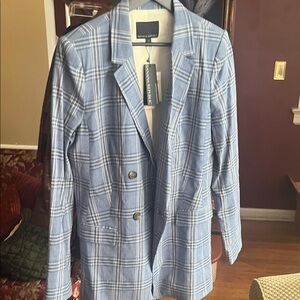 Banana Republic Light Blue Checkered Blazer